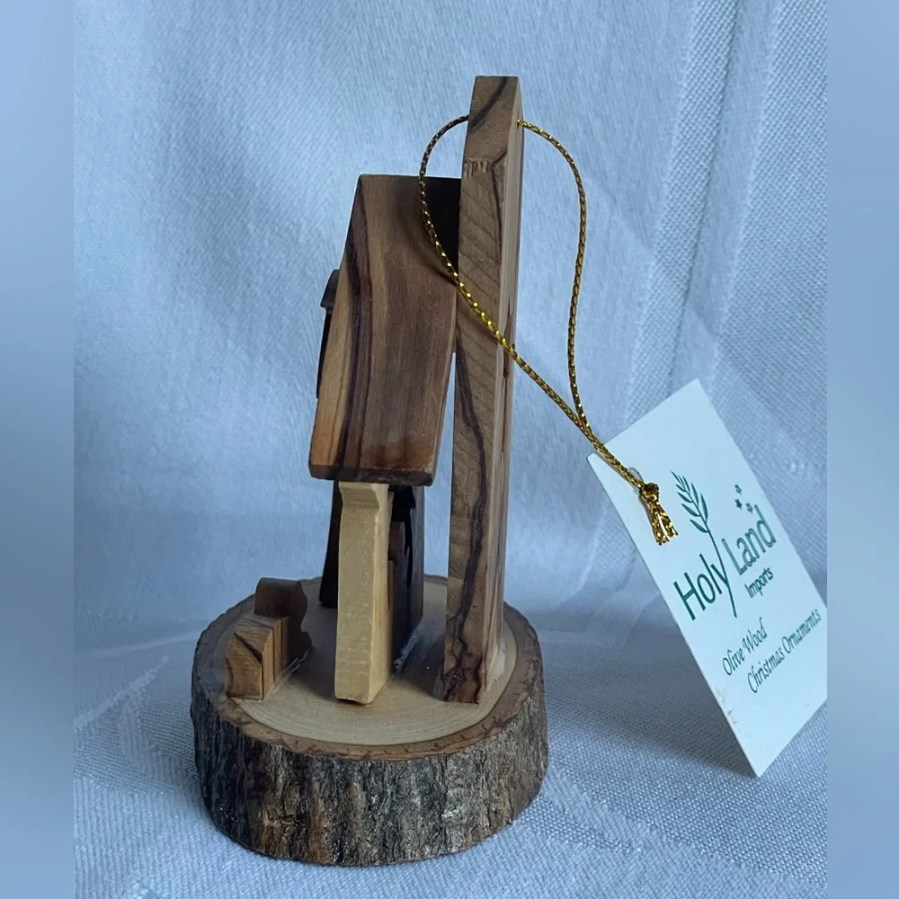 Hand Carved Olive Wood Nativity Ornament Holy Family Crèche Bethlehem Made